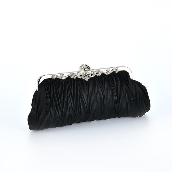 Red New Style Bridal Wedding Clutch Pleated Chain Bag