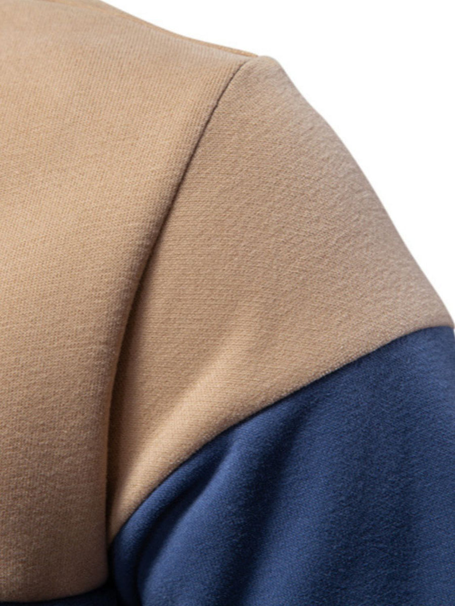 Men's Collared Neck Contrast Long Sleeve Polo - Opulent Empire