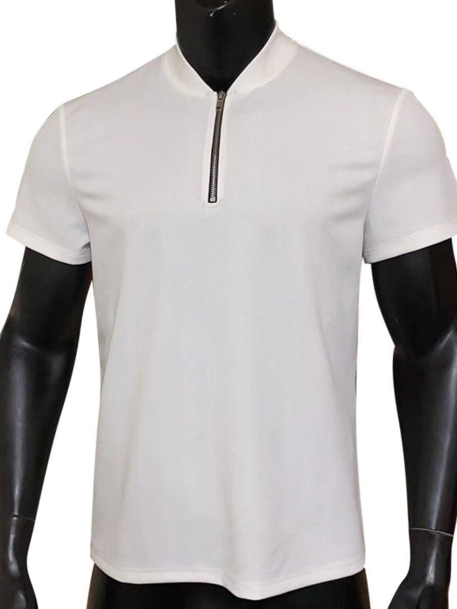 Men's Full Size Baseball Collar Solid Polo Plus Size - Opulent Empire