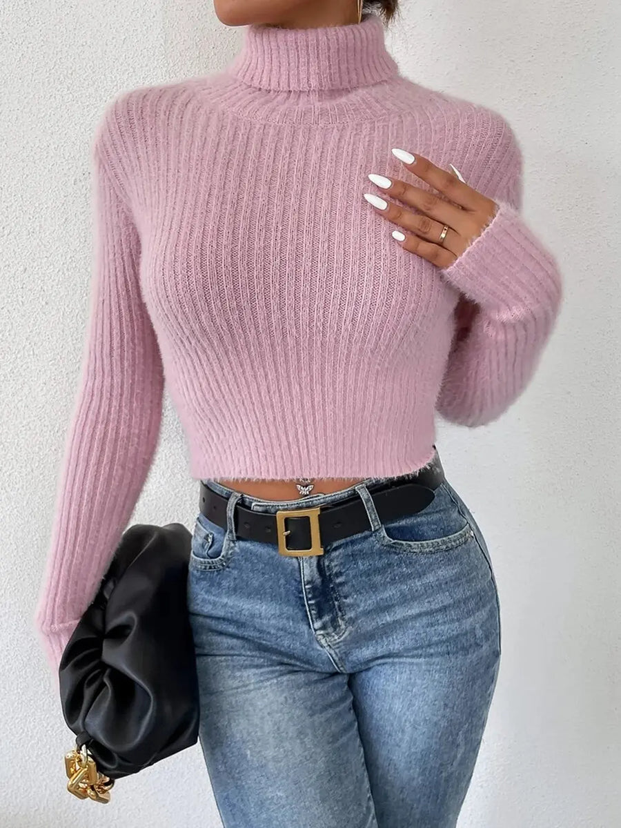 Harbor Fontaine — Ribbed Turtleneck Long Sleeve Sweater