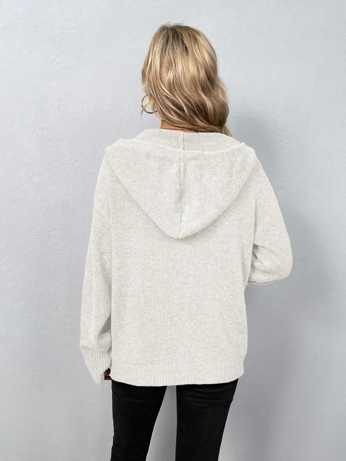 Onyx Valmont — Button-Down Long Sleeve Hooded Sweater, alternate view 6