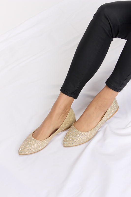 Forever Link Rhinestone Point Toe Flat Slip-Ons - Opulent Empire