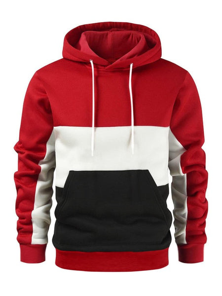 Men's Color Block Color Contrast Long Sleeve Hooded Sweatshirt