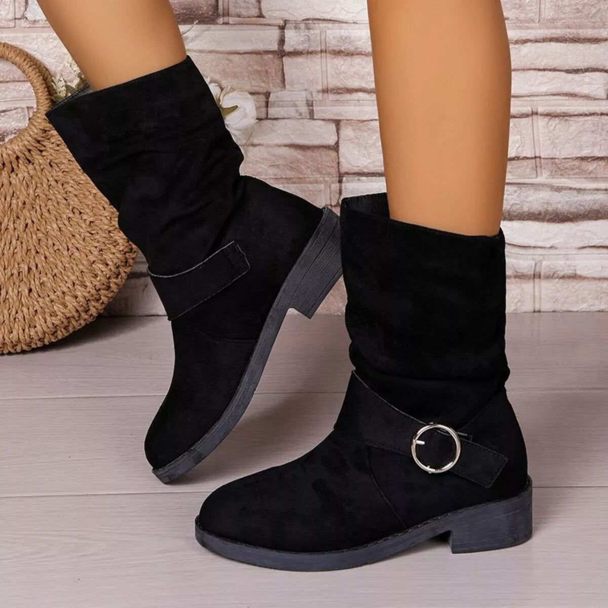 Finley Fiorenza — Round Toe Block Heels Boots Fashion Footwear, alternate view 2