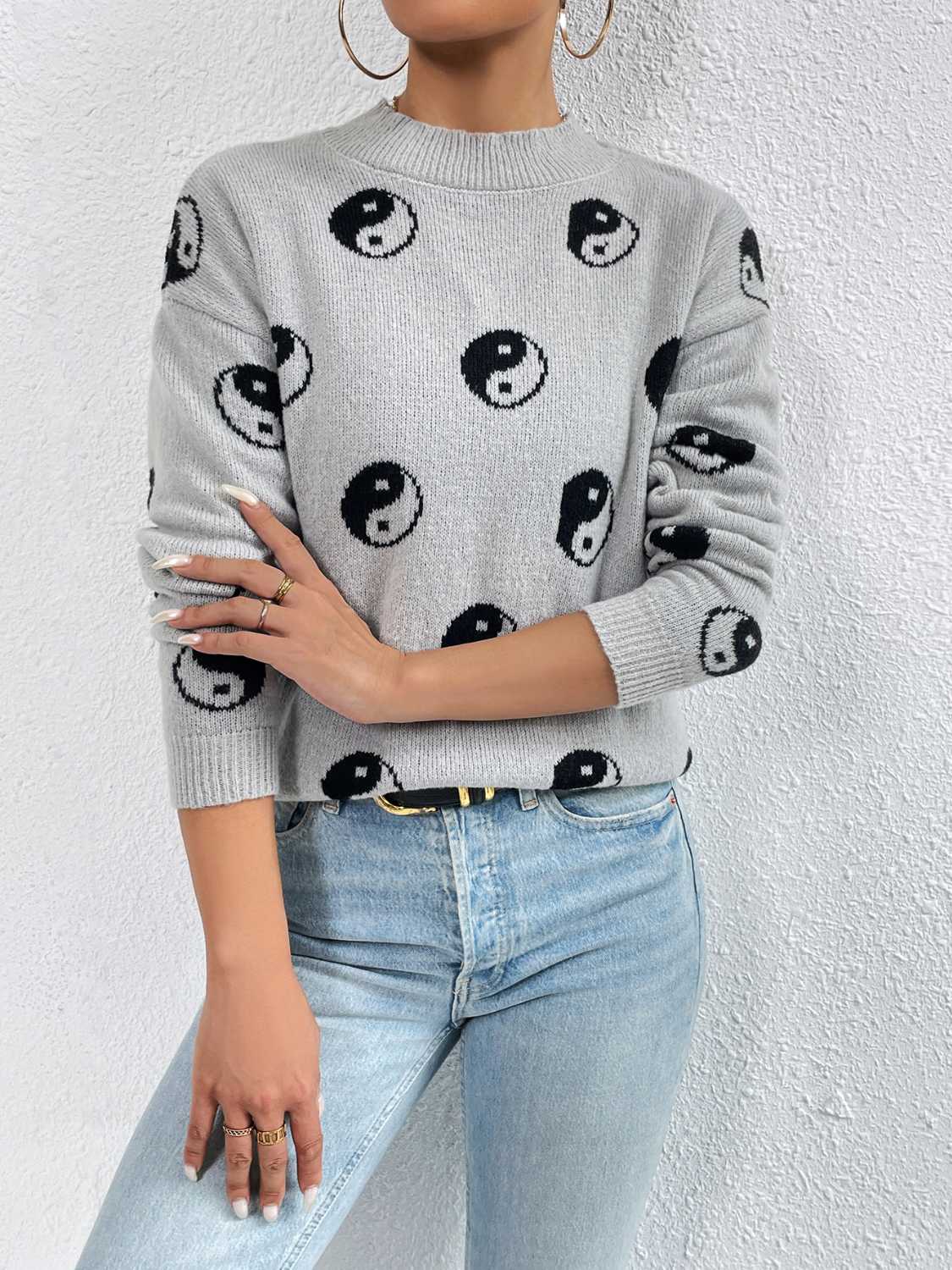 Ocean Delacroix — Patterned Drop Shoulder Sweater, alternate view 4
