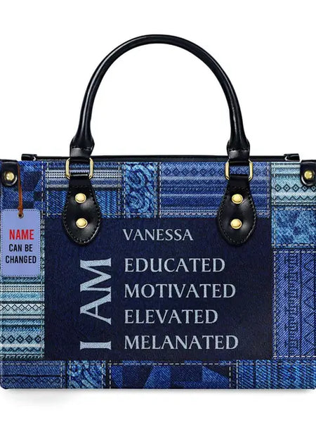 Luxury African Girl Print Leather Top-Handle Tote Handbag for Women