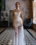 Frill Draped Lace Maxi Dress