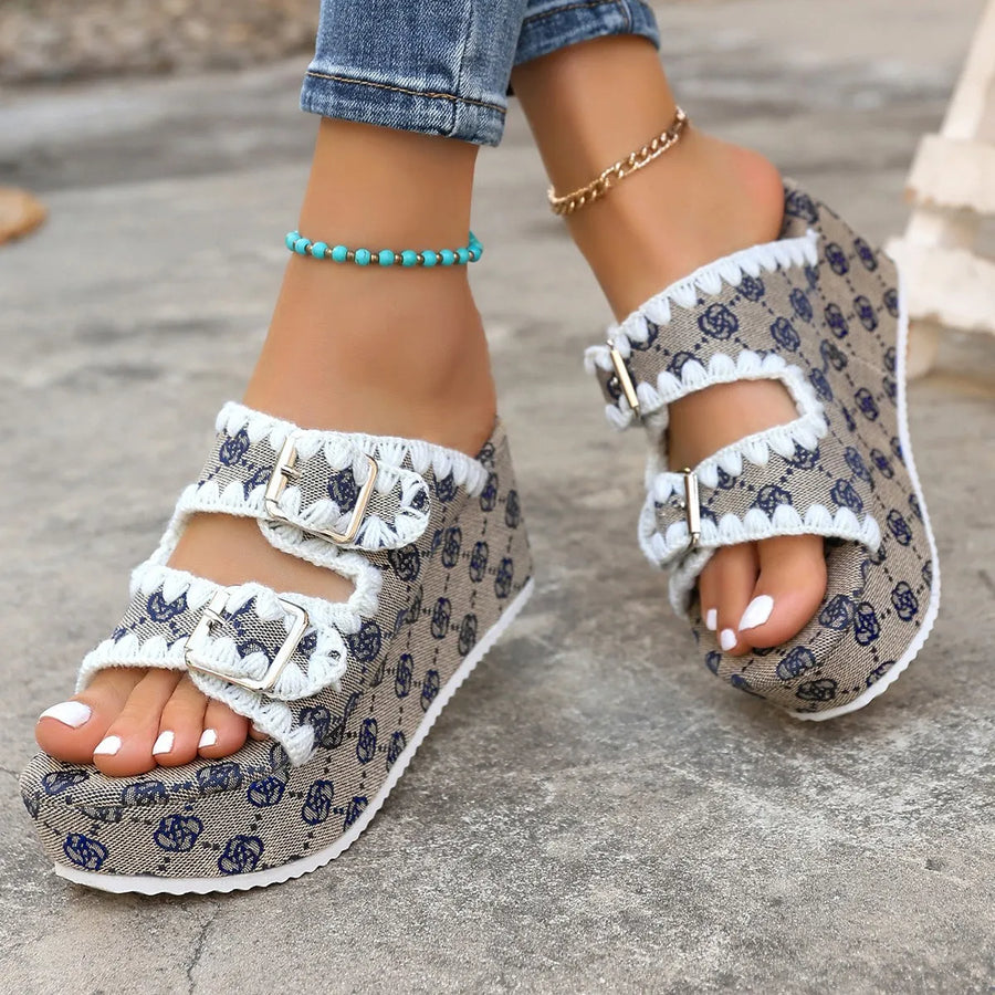 Finley Marino — Double Buckle Platform Sandals Fashion Footwear