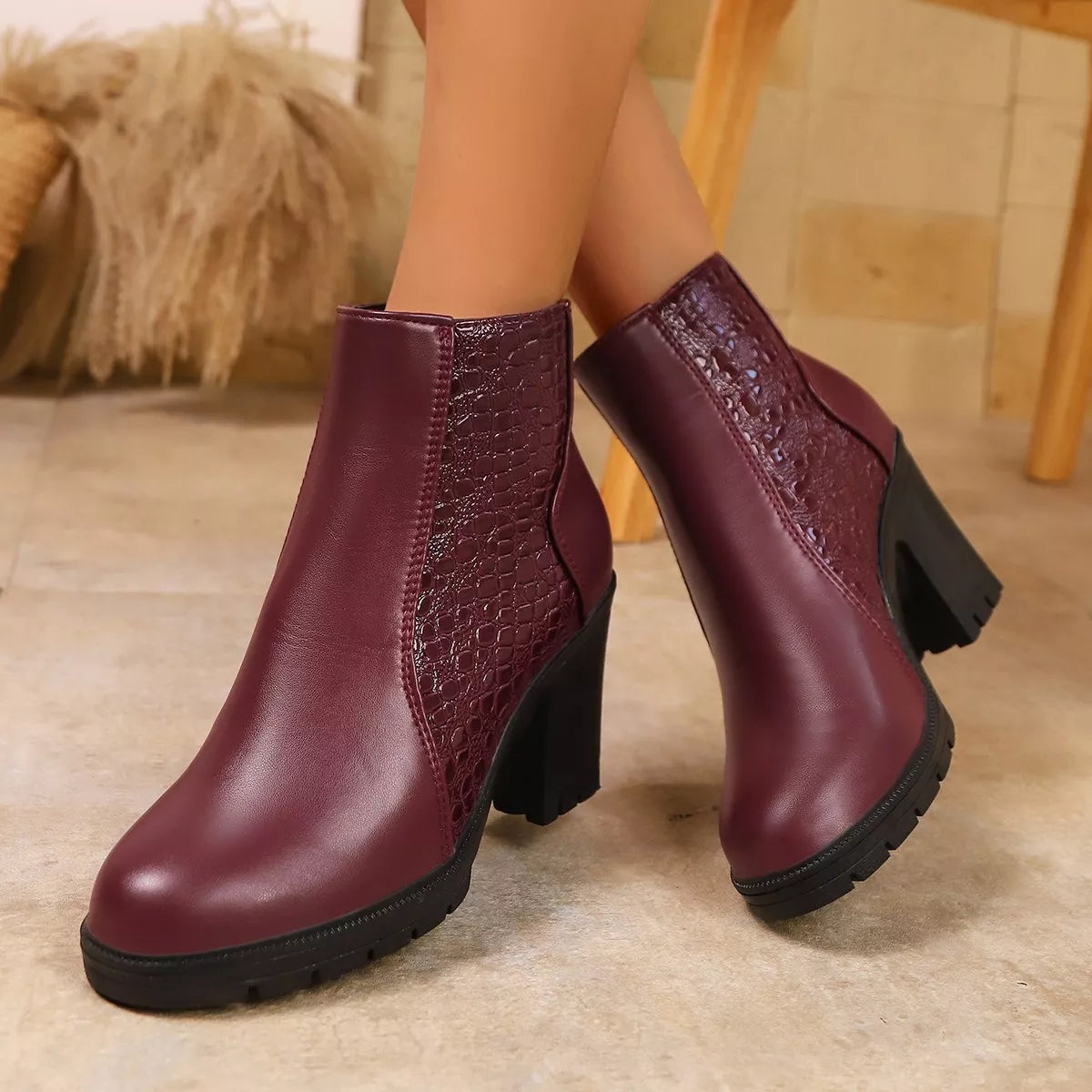 Finley Bellini — Point Toe Block Heels Boots Fashion Footwear, alternate view 3