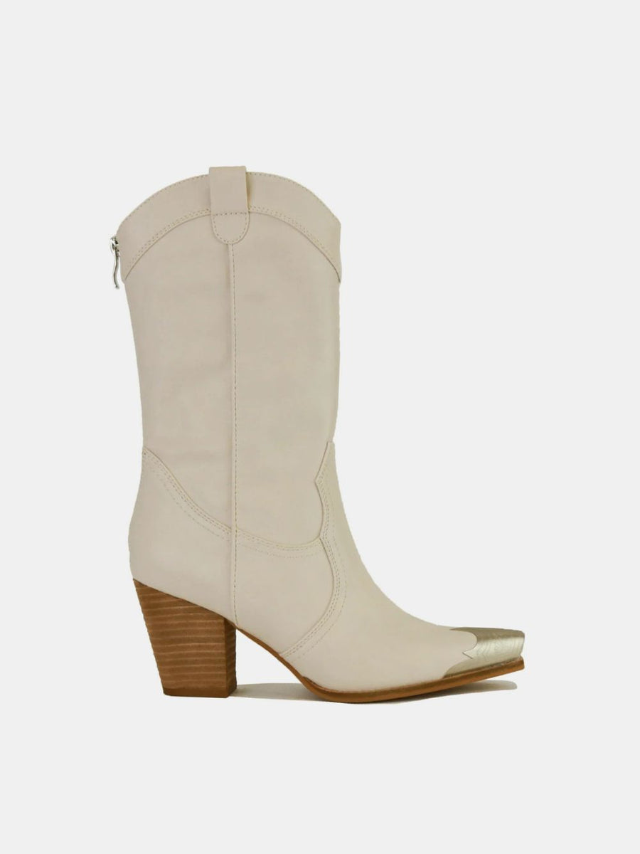 Beast Fashion Metal-Toe Block Heel Ankle Boots - Opulent Empire