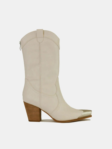 Beast Fashion Metal-Toe Block Heel Ankle Boots - Opulent Empire