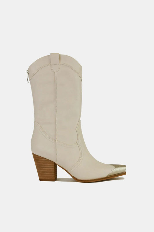Beast Fashion Metal-Toe Block Heel Ankle Boots - Opulent Empire
