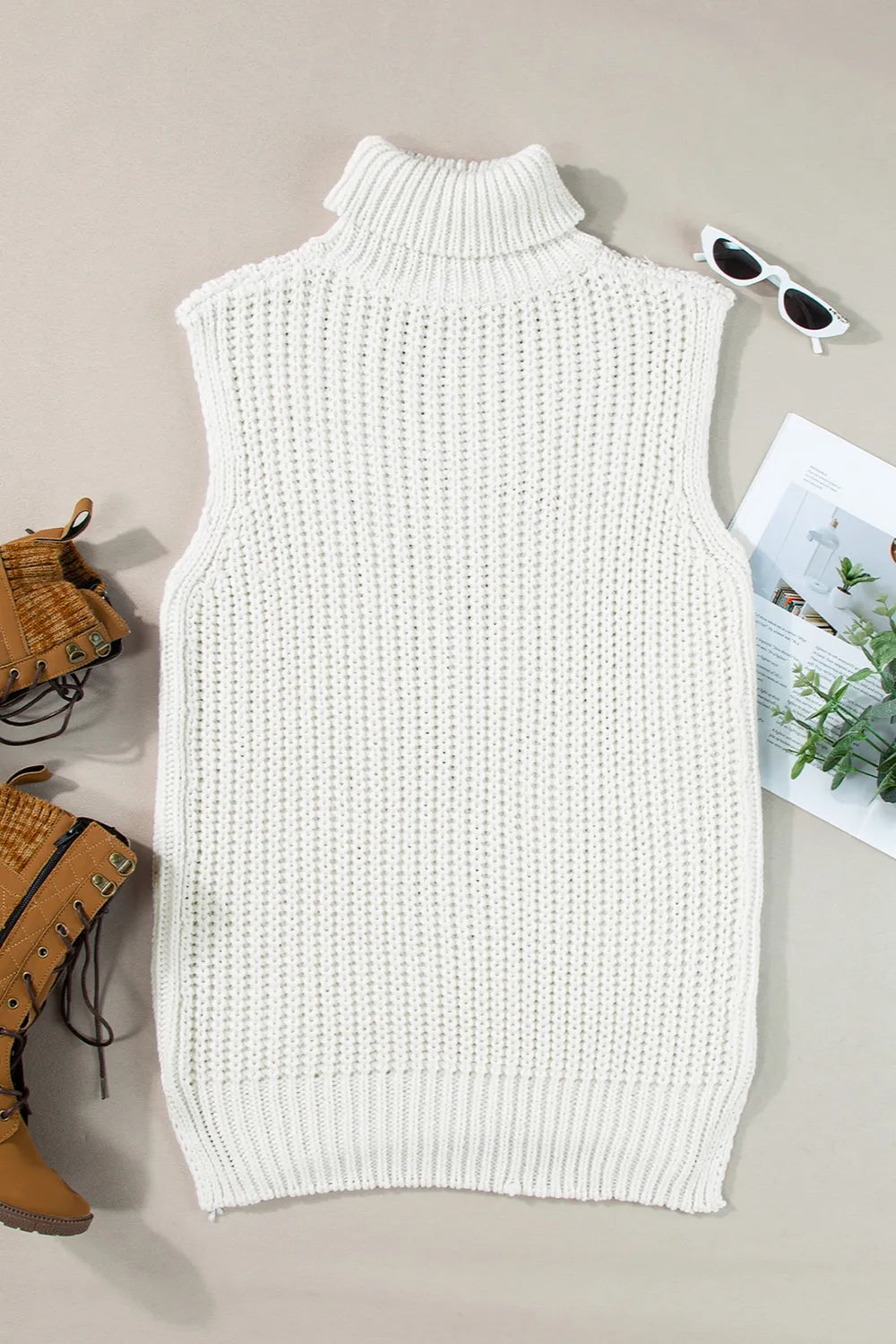 Sol Bellamy — Slit Turtleneck Sleeveless Sweater Vest, alternate view 3