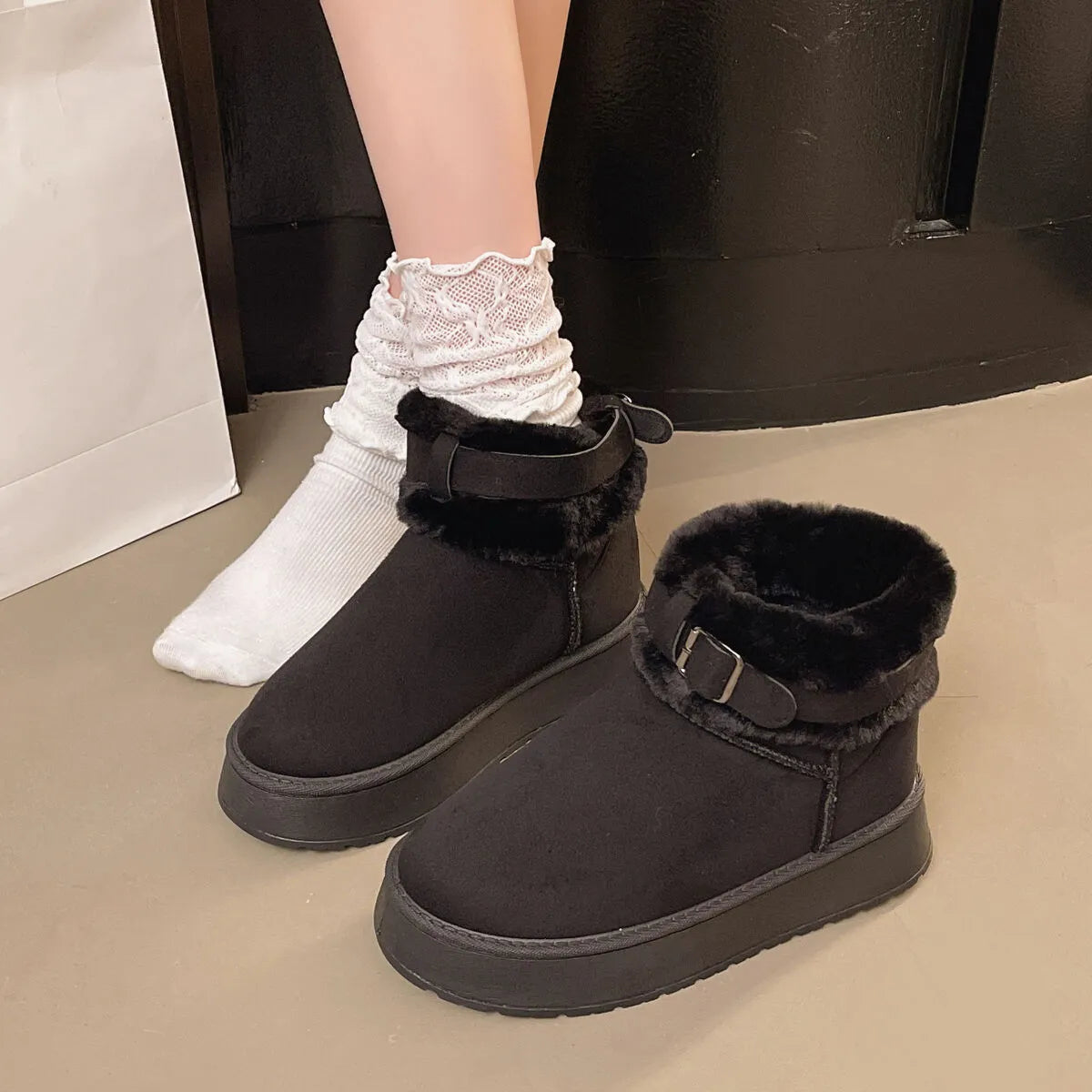 Jules Fiorenza — Round Toe Platform Fleece-Lined Winter Boots Fashion Footwear, alternate view 2