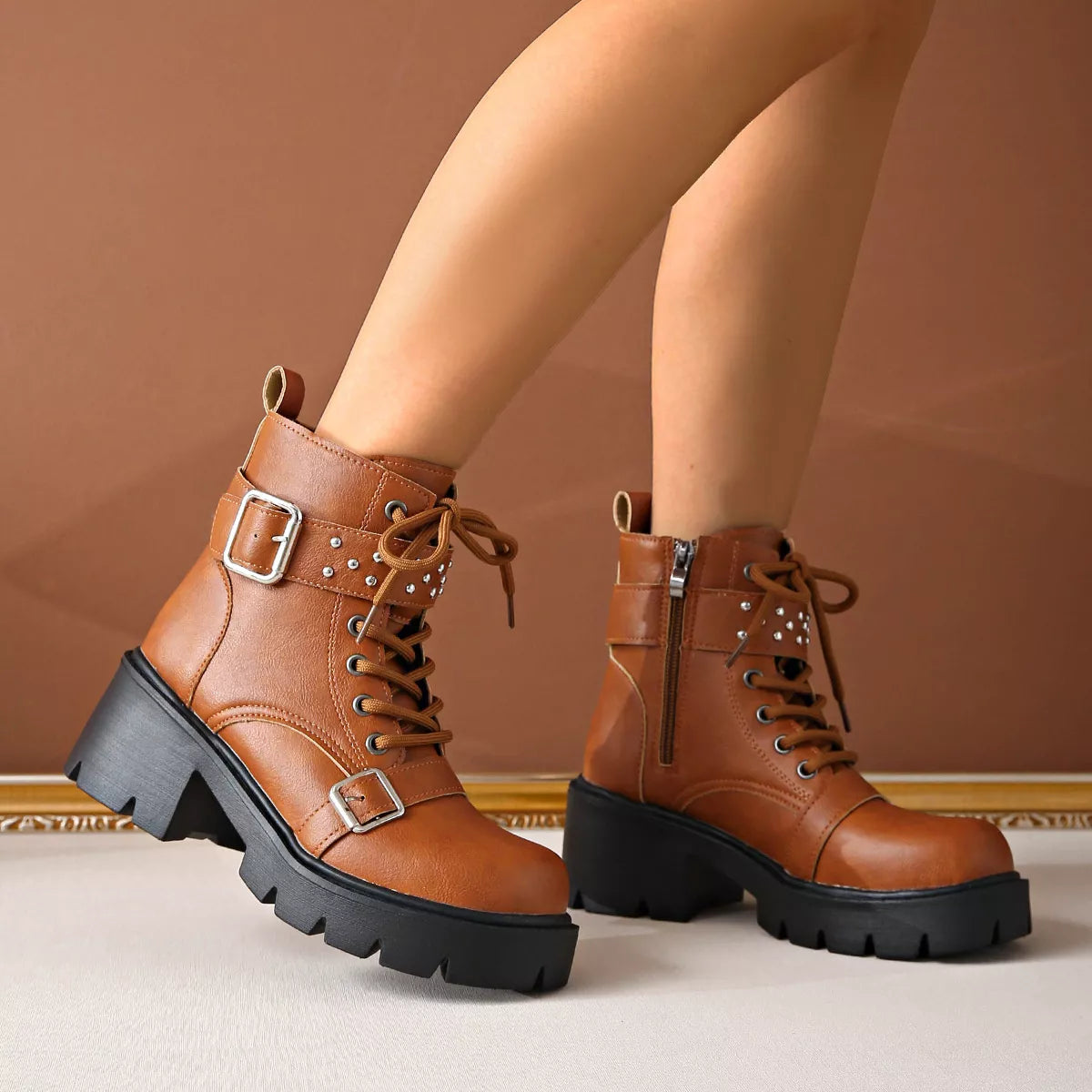 Ellis Marino — Round Toe Block Heels Boots Fashion Footwear, alternate view 9