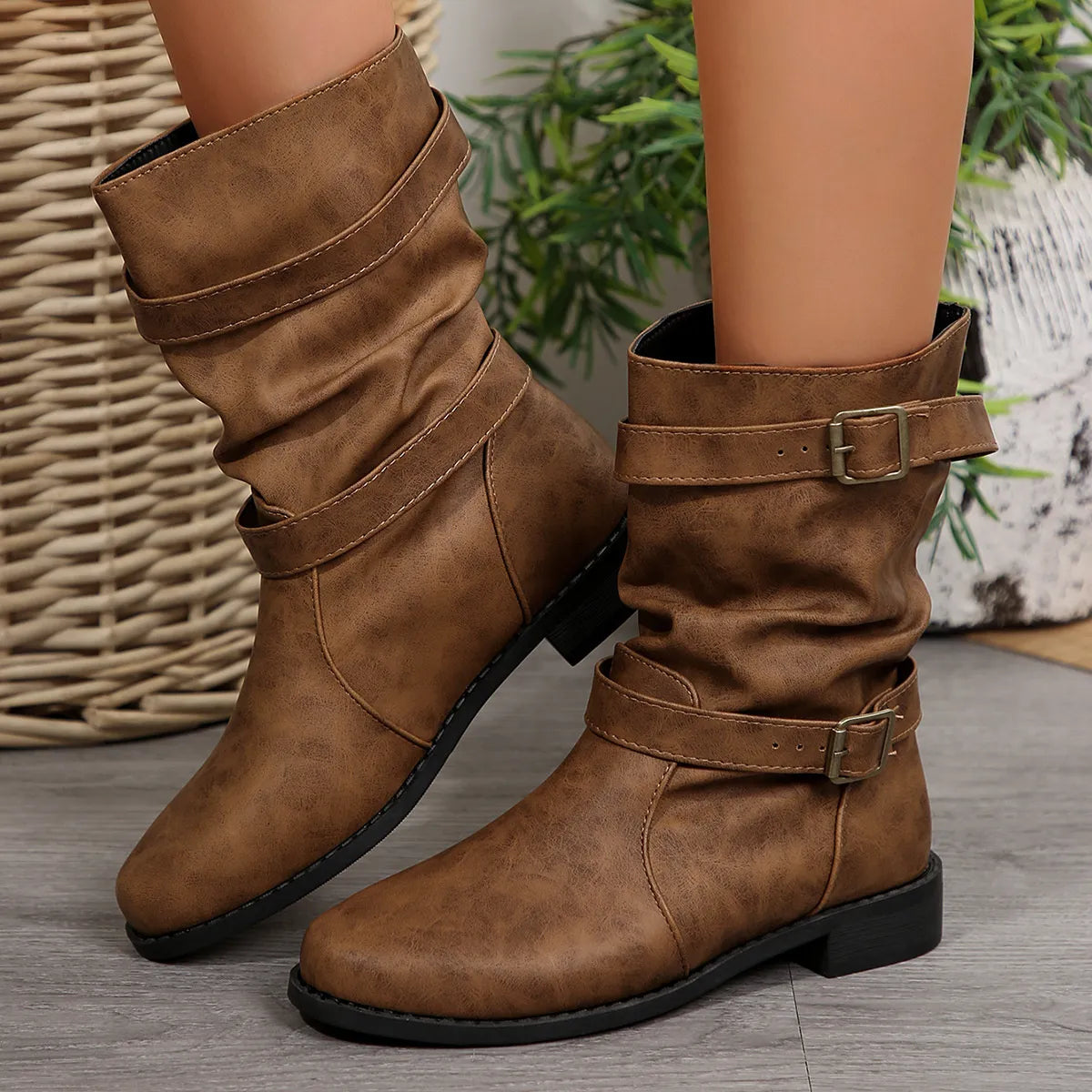 Zephyr Fiorenza — Mid-Calf Buckle Strap Boots Fashion Footwear, alternate view 5