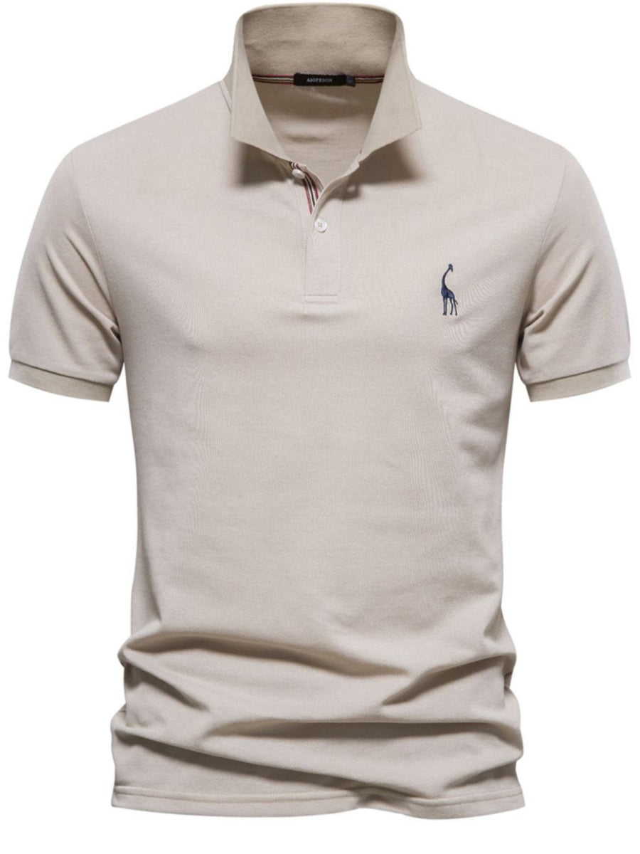 Men's Giraffe Embroidered Short Sleeve Polo - Opulent Empire