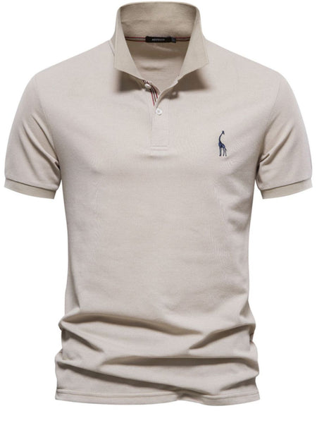 Men's Giraffe Embroidered Short Sleeve Polo - Opulent Empire