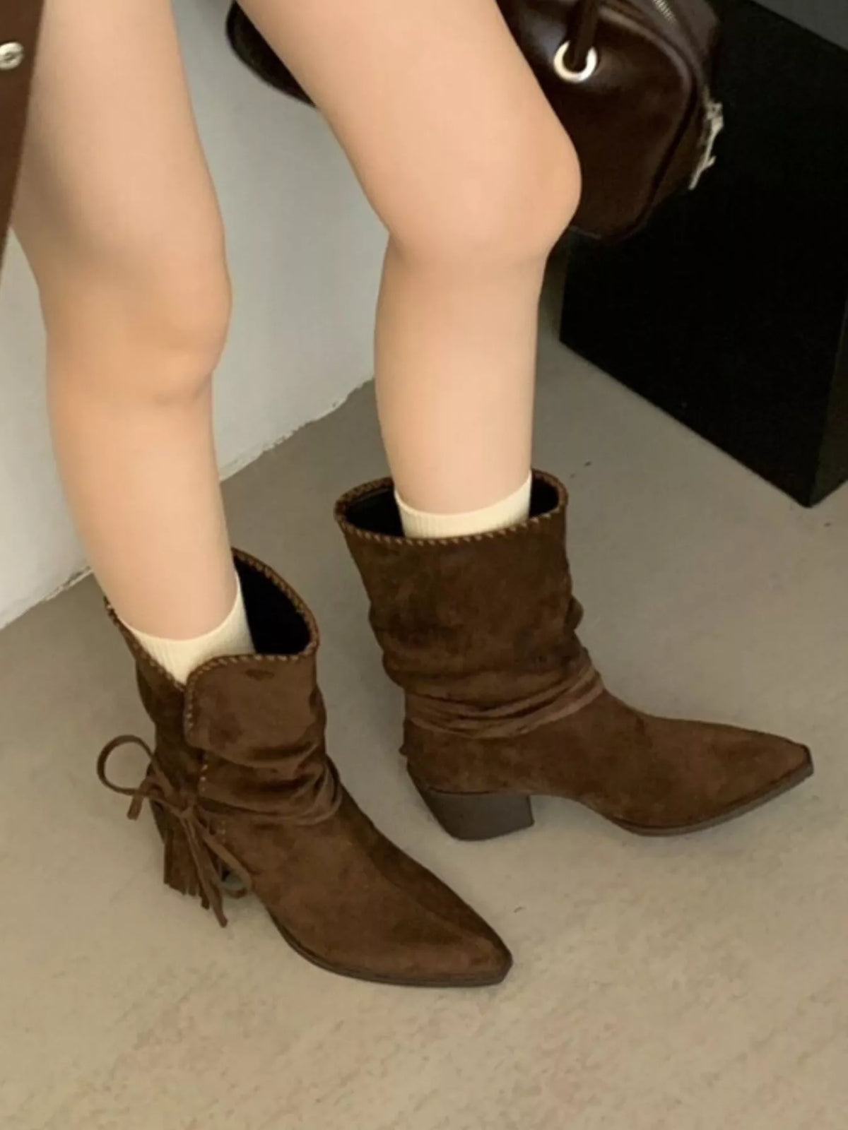 Indigo Bellini — Point Toe Block Heels Boots Fashion Footwear, alternate view 10