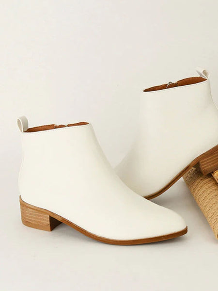 Beast Fashion PU Leather Block Heel Boots - Opulent Empire