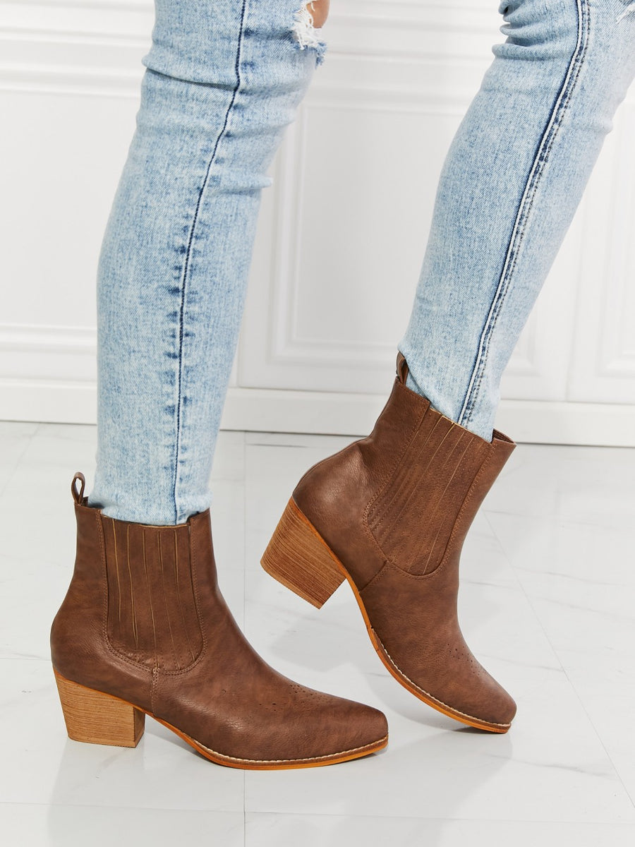 MMShoes Love the Journey Stacked Heel Chelsea Boot in Chestnut - Opulent Empire