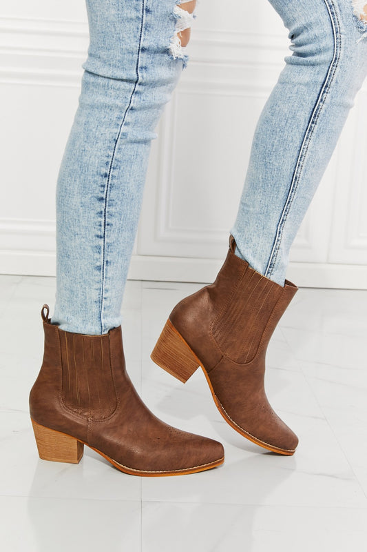 MMShoes Love the Journey Stacked Heel Chelsea Boot in Chestnut - Opulent Empire