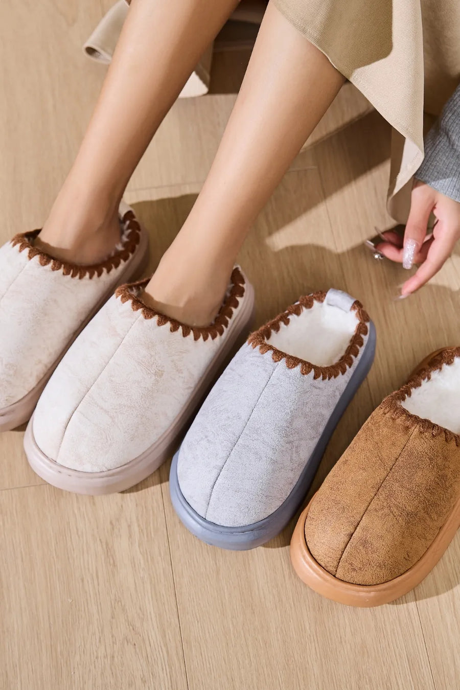 Winter Marino — Thermal Round Toe Platform Slippers Fashion Footwear