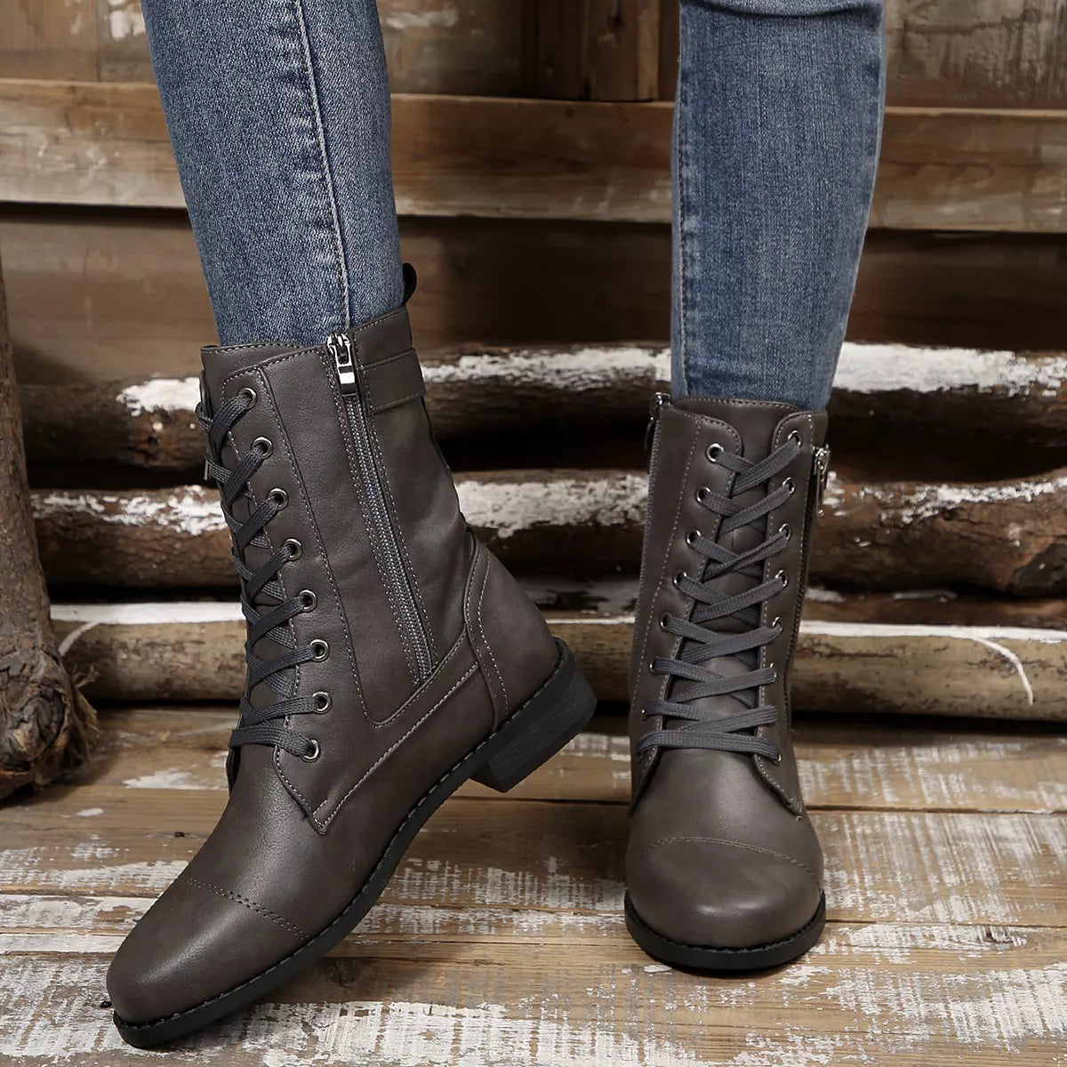 Zephyr Rosetti — Round Toe Block Heels Boots Fashion Footwear, alternate view 9