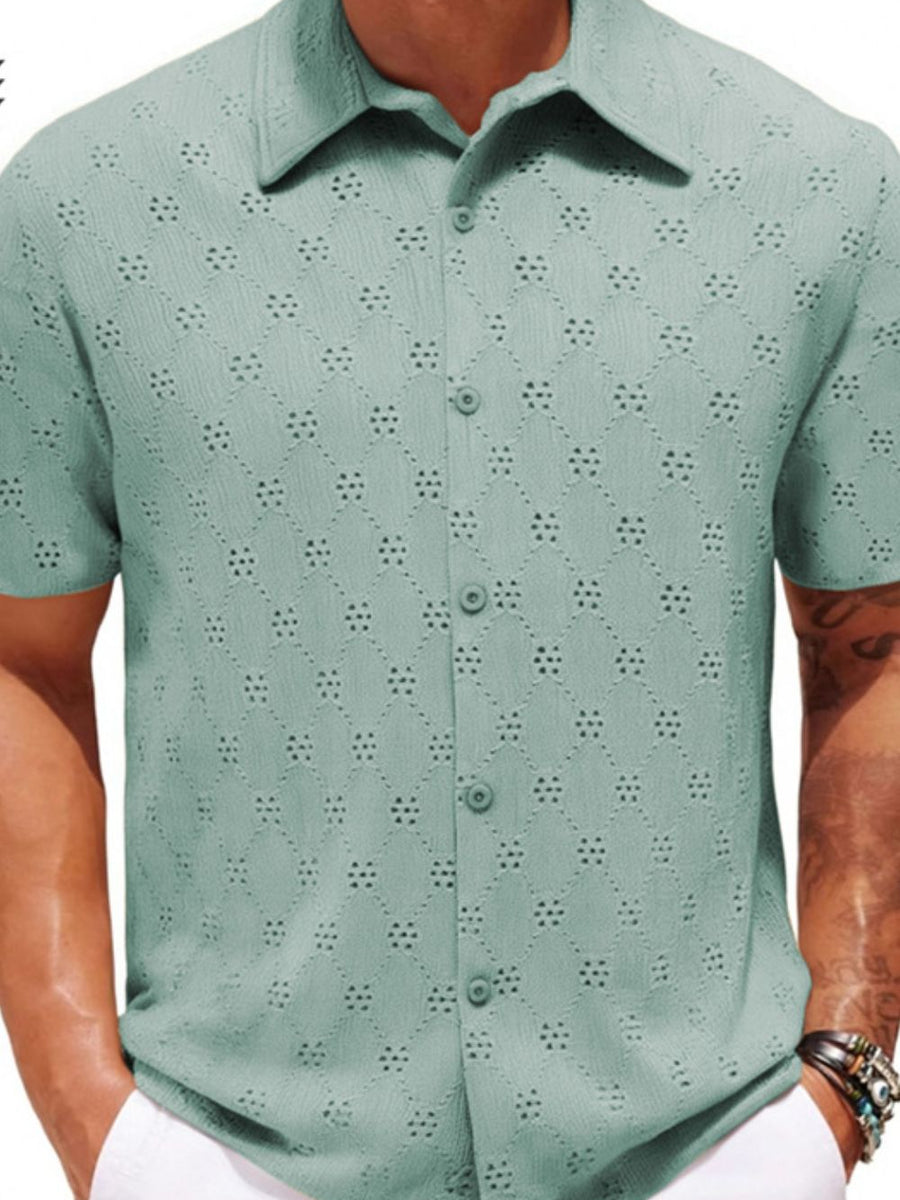 Men's Plus Size Button Down Short Sleeve Shirt - Opulent Empire