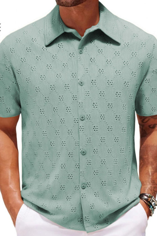 Men's Plus Size Button Down Short Sleeve Shirt - Opulent Empire