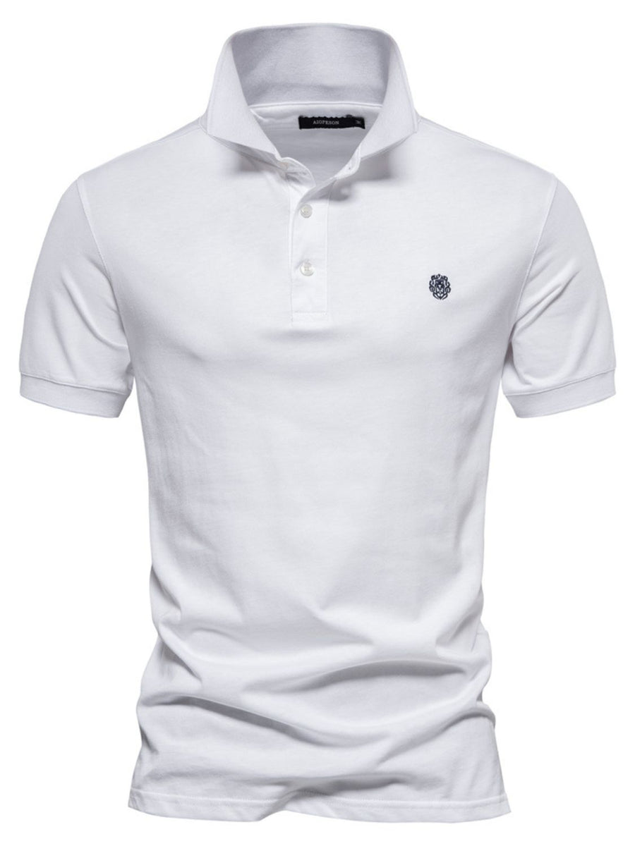 Men's Embroidered Collared Short Sleeve Polo - Opulent Empire