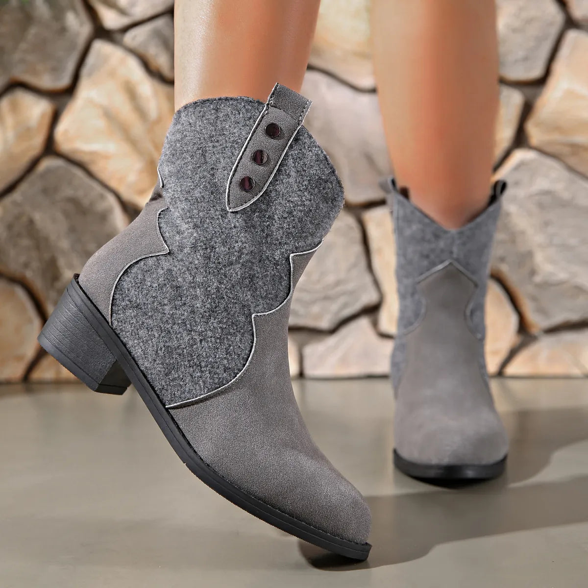 Bellamy Saint-Clair — Round Toe Block Heels Boots Fashion Footwear, alternate view 8