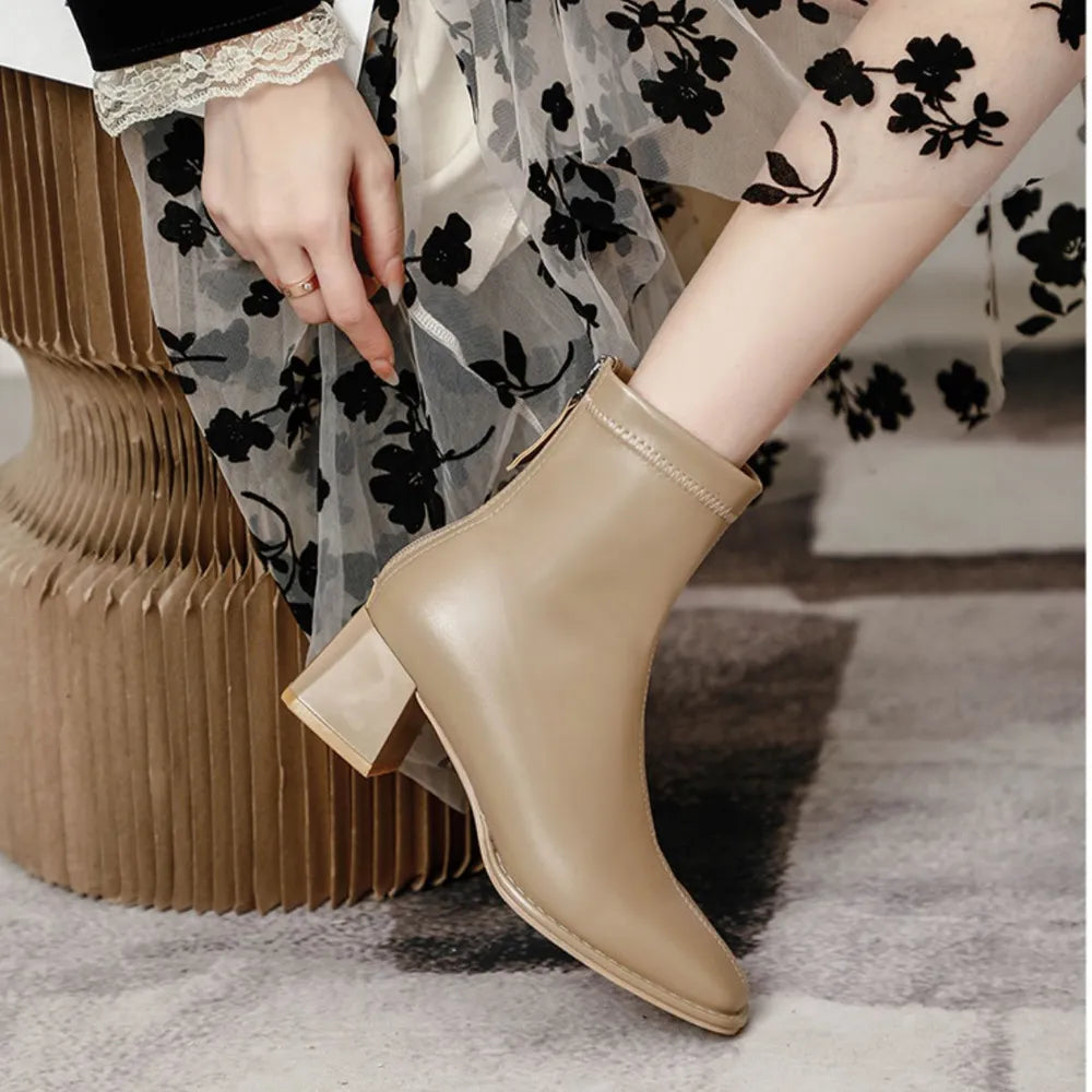 Darcy Sorrento — Round Toe Block Heels Boots Fashion Footwear, alternate view 6
