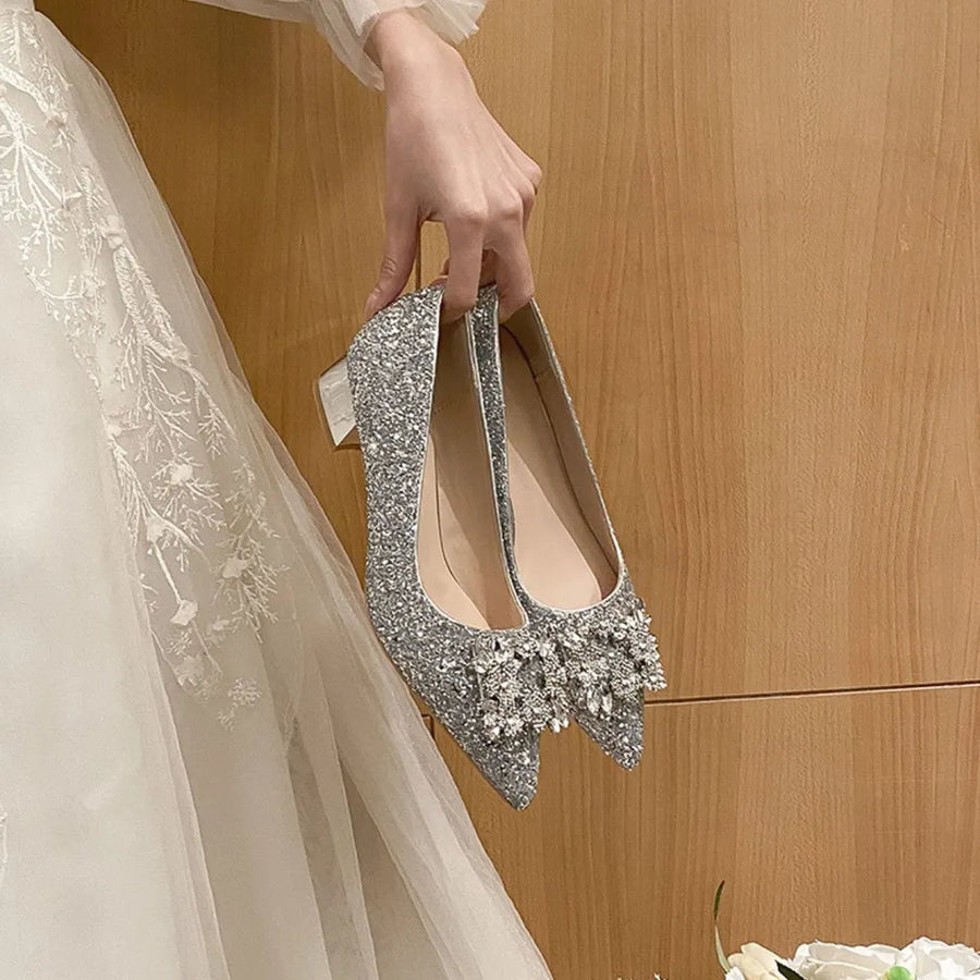 Aster Venturi — Glitter Point Toe Block Heel Pumps, alternate view 2