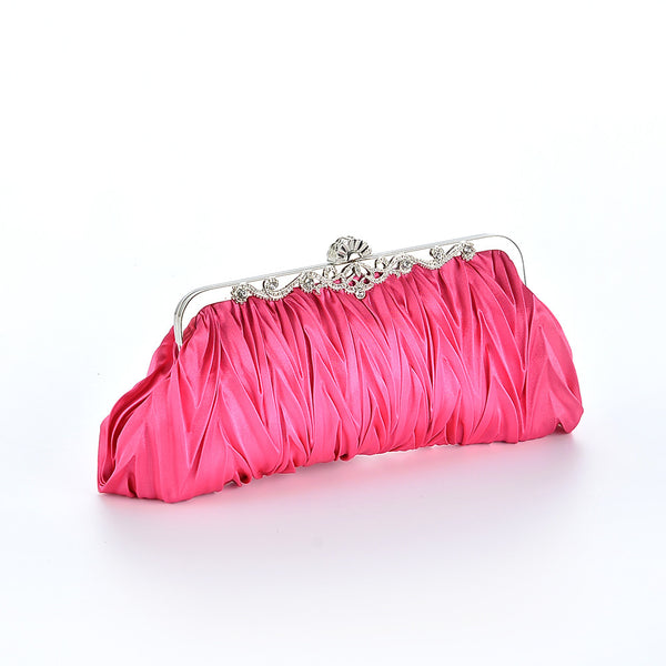 Red New Style Bridal Wedding Clutch Pleated Chain Bag