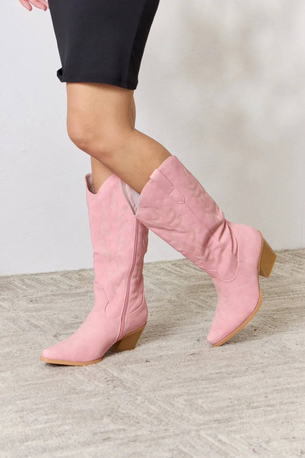 Bellamy Sorrento — Forever Link Knee High Cowboy Boots PINK Fashion Footwear, alternate view 2
