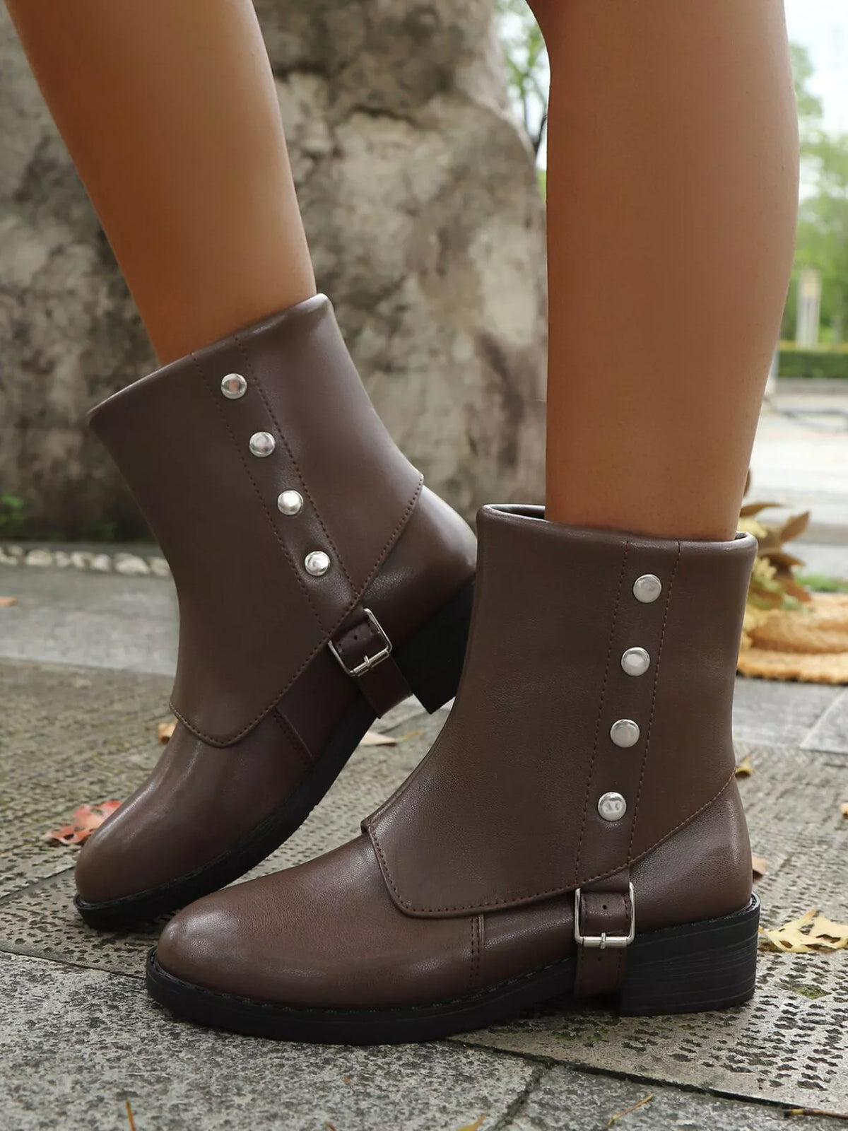 Lior Fiorenza — Buckle Block Heels Boots Fashion Footwear, alternate view 3