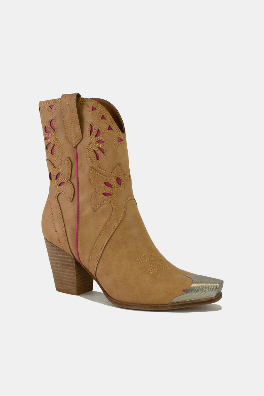 Emery Montclair — Beast Fashion Cut-Out Floral Embroidery Boots Camel Fashion Footwear, alternate view 2
