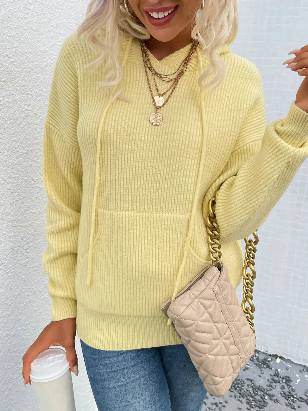 Paris Bellamy — Drawstring Dropped Shoulder Hooded Sweater, alternate view 4
