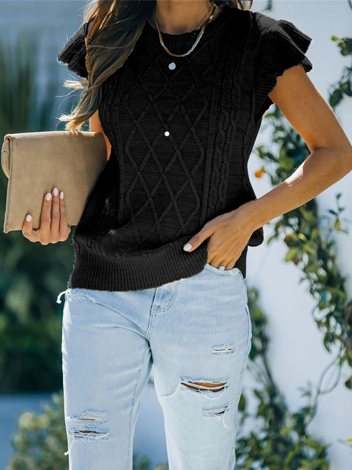 Noa Rivière — Round Neck Cap Sleeve Sweater, alternate view 11