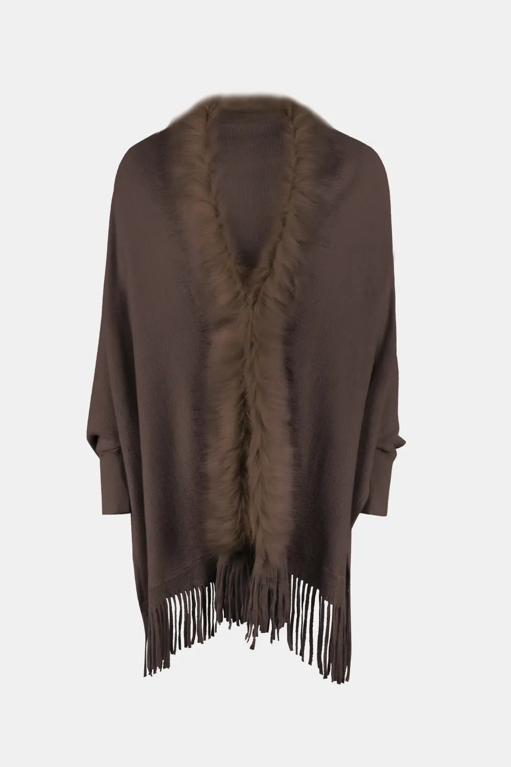 Blaise Versailles — Fringe Open Front Long Sleeve Poncho, alternate view 17