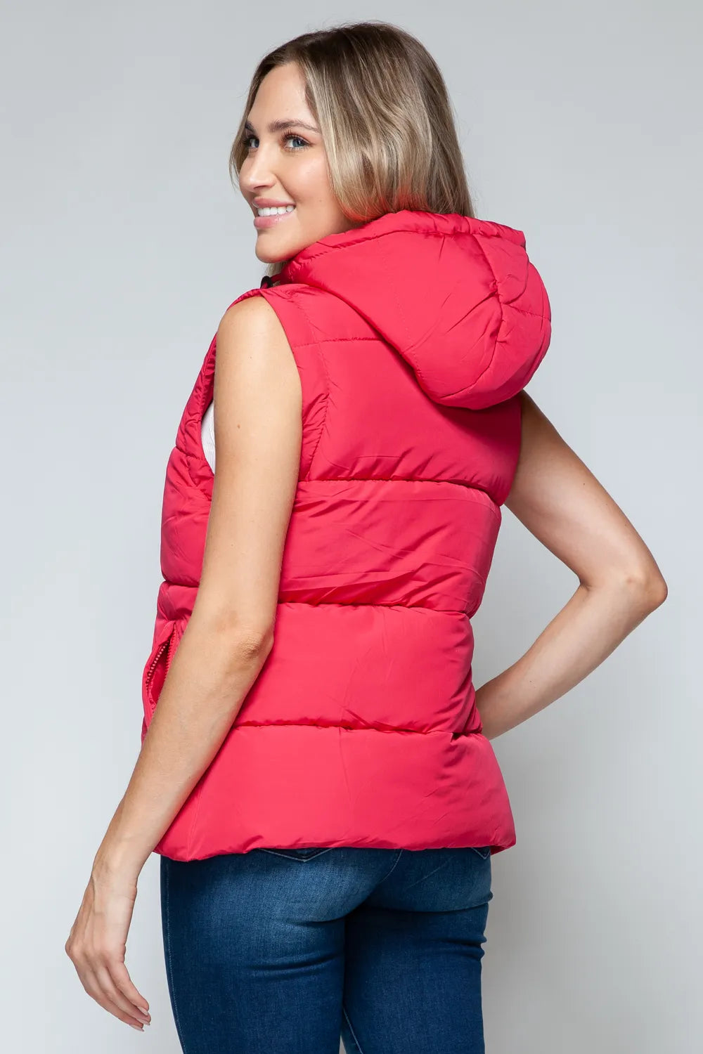 Reese Rosetti — Snobbish Snap and Zip Closure Hooded Vest Magenta Coat or Jacket, alternate view 3