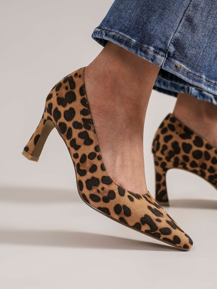 Beast Fashion Faux Suede Leopard Point Toe Pumps - Opulent Empire