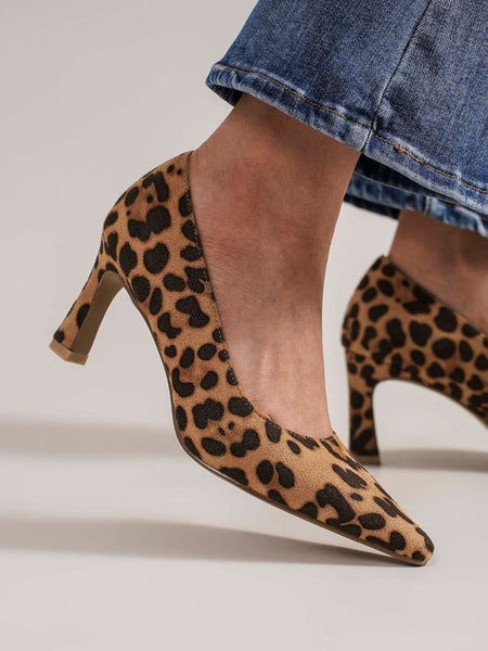 Beast Fashion Faux Suede Leopard Point Toe Pumps - Opulent Empire