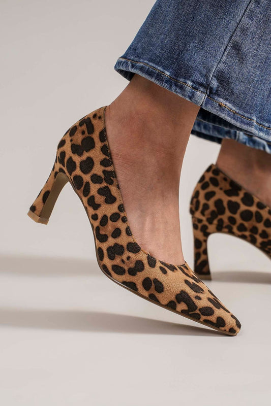 Beast Fashion Faux Suede Leopard Point Toe Pumps - Opulent Empire