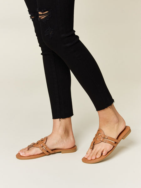 Forever Link Cutout PU Leather Open Toe Sandals - Opulent Empire