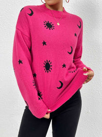Ocean Delacroix — Patterned Drop Shoulder Sweater