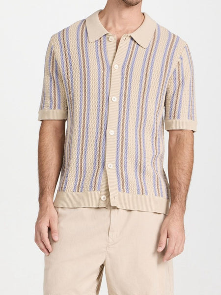 Men's Plus Size Striped Button Down Short Sleeve Shirt - Opulent Empire