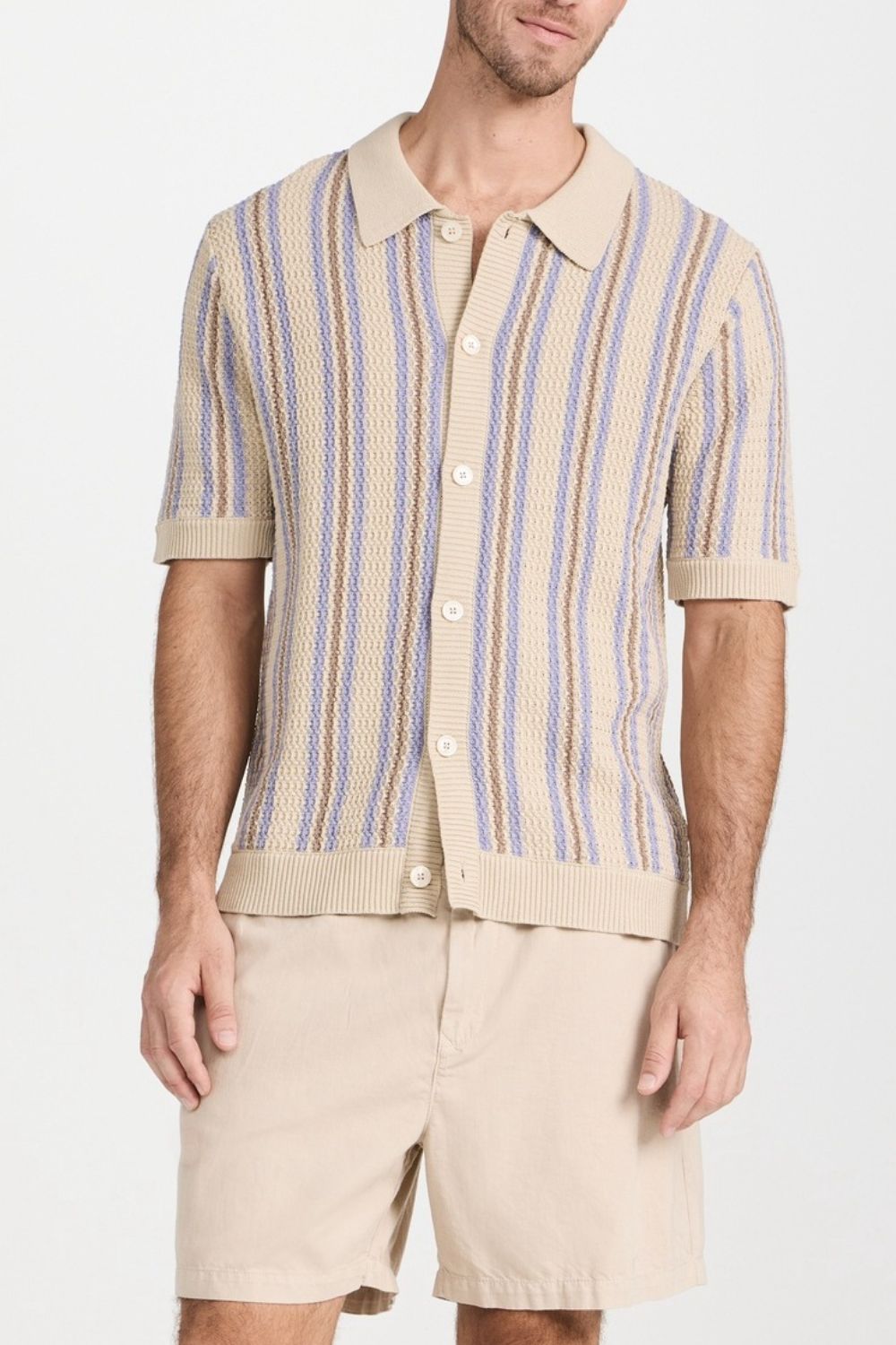 Fabian Beaumont — Men's Plus Size Striped Button Down Short Sleeve Shirt, alternate view 3