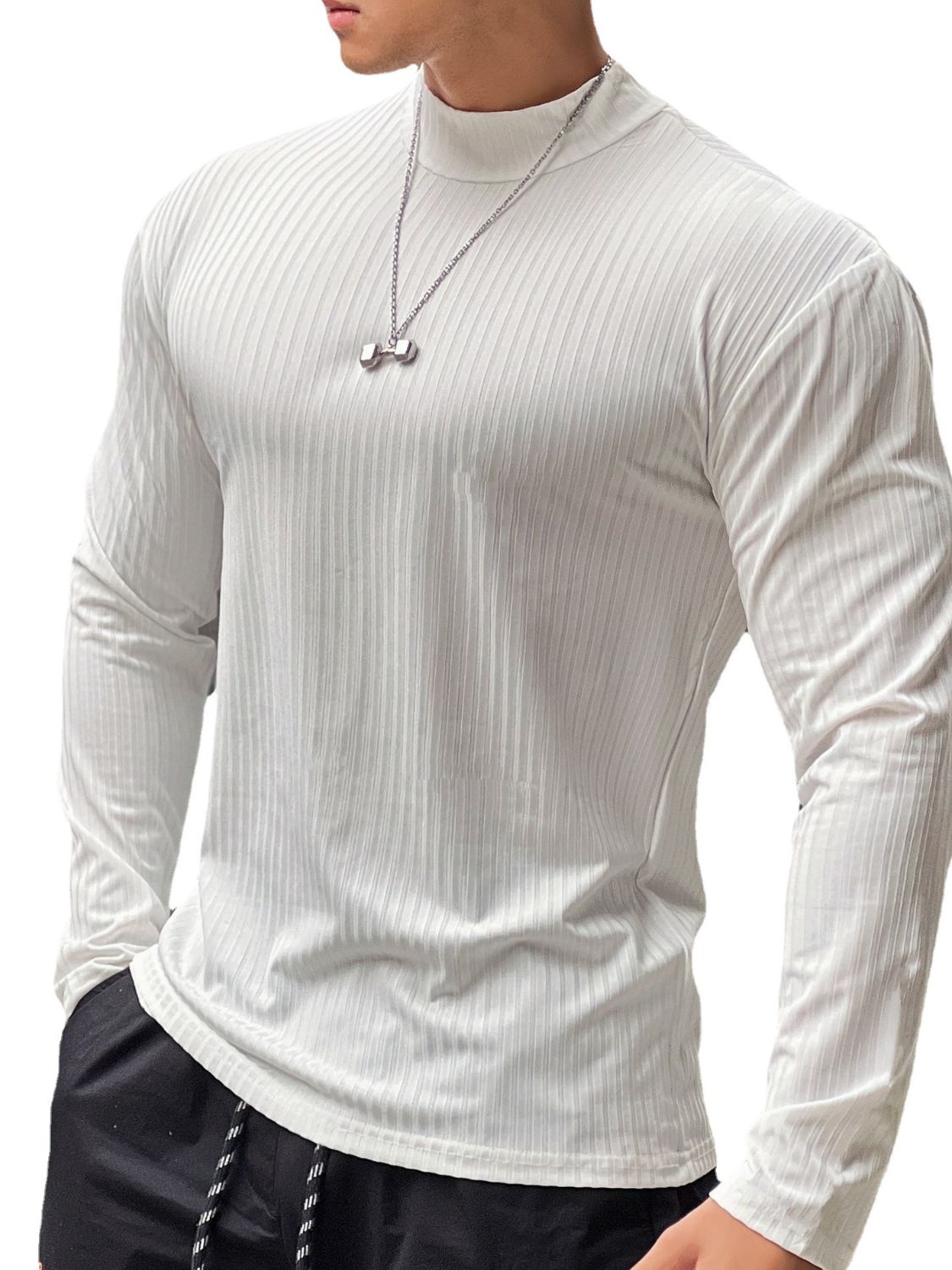 Alessandro — Men's Mock Neck Long Sleeve T-Shirt, alternate view 8